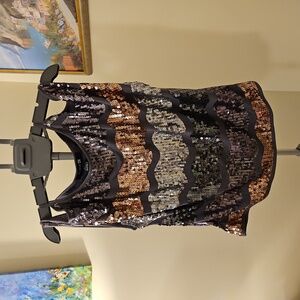 Sequined cold shoulder top